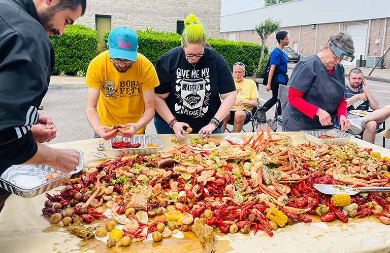 R-Dent employees enjoying the Annual Crawfish Boil