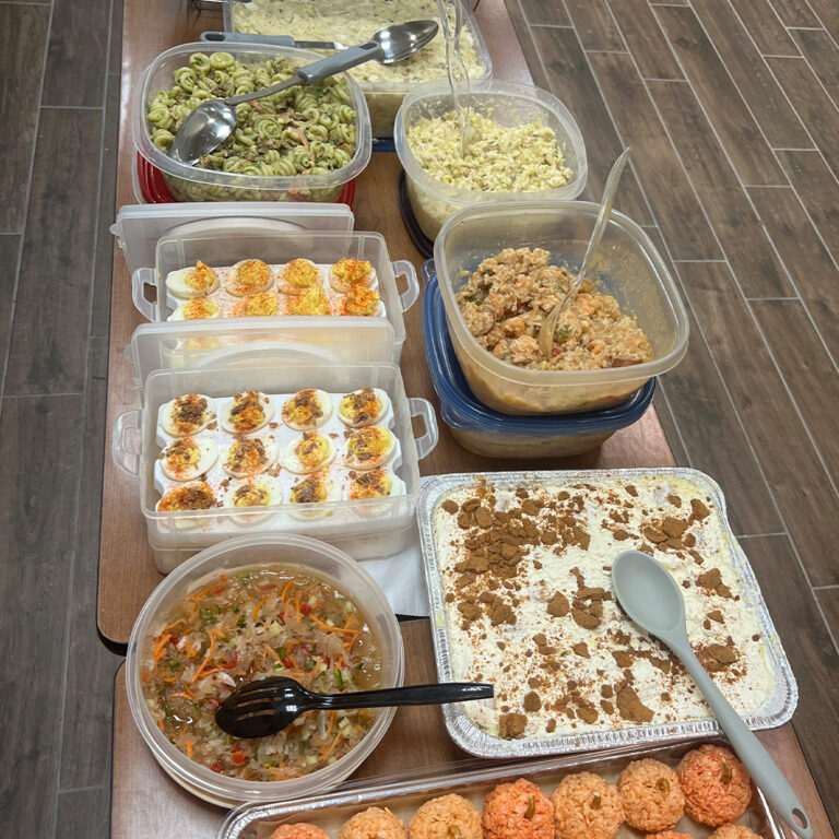 Table of potluck food