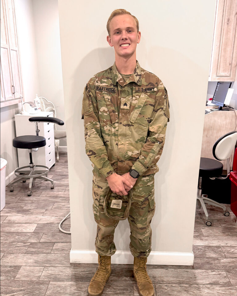 Army veteran Jack Partridge standing in uniform.