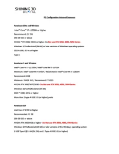 Shining 3D PC Configuration Handout